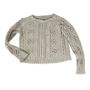 Peek Girls Cream Knit Pullover Sweater size 8